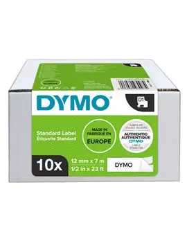 Nastro Originale Dymo S0720530 - 2093097 - 12 mm x 7 m (Nero su Bianco Conf. 10)
