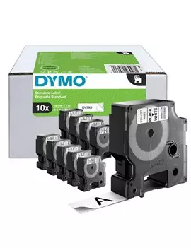 Nastro Originale Dymo S0720830 - 2093098 - 19 mm x 7 m (Nero su Bianco Conf. 10)