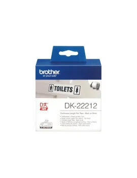 Nastro Originale Brother DK-22212 - 62 mm x 15,24 m - Nastro Adesivo (Nero su Bianco)