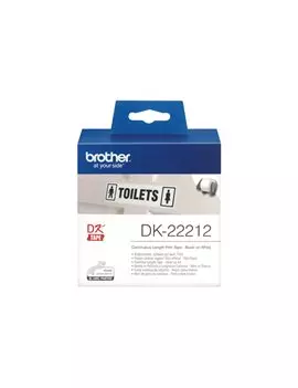 Nastro Originale Brother DK-22212 - 62 mm x 15,24 m - Nastro Adesivo (Nero su Bianco)
