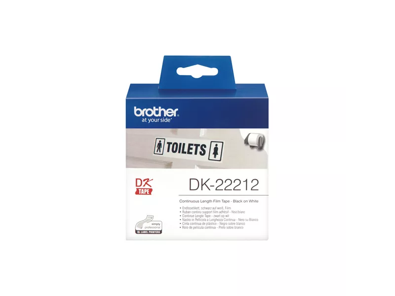 Nastro Originale Brother DK-22212 - 62 mm x 15,24 m - Nastro Adesivo (Nero su Bianco)