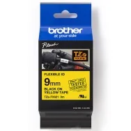 Nastro Originale Brother TZe-FX621 - 9 mm x 8 m - Laminato Flessibile (Nero su Giallo)