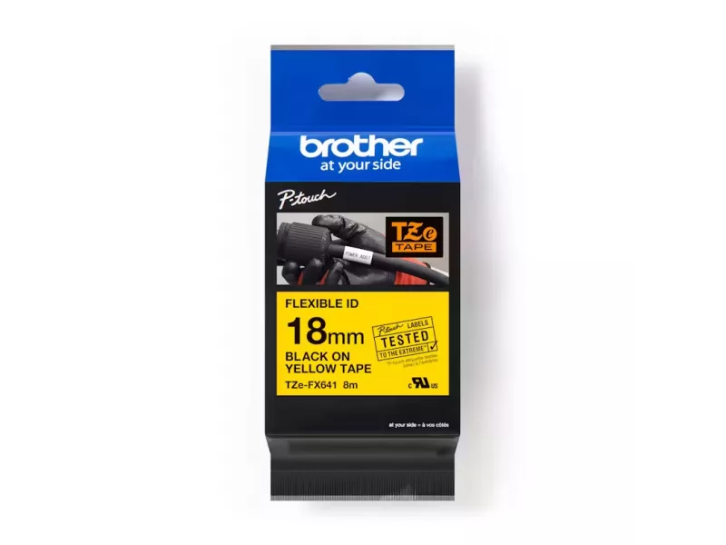 Nastro Originale Brother TZe-FX641 - 18 mm x 8 m - Laminato Flessibile (Nero su Giallo) Nastro Originale Brother TZe-FX641 - 18 mm x 8 m - Laminato Flessibile (Nero su Giallo)