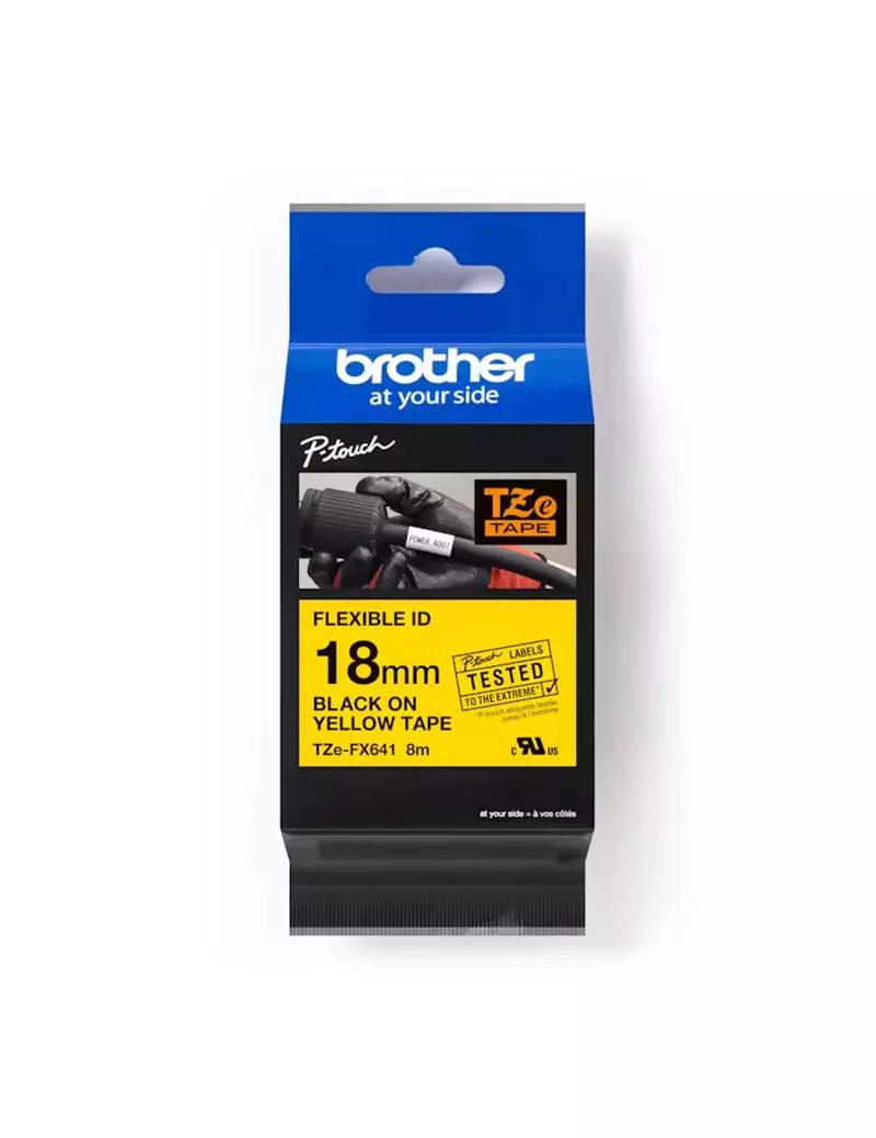 Nastro Originale Brother TZe-FX641 - 18 mm x 8 m - Laminato Flessibile (Nero su Giallo) Nastro Originale Brother TZe-FX641 - 18 mm x 8 m - Laminato Flessibile (Nero su Giallo)