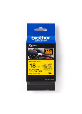 Nastro Originale Brother TZe-FX641 - 18 mm x 8 m - Laminato Flessibile (Nero su Giallo)