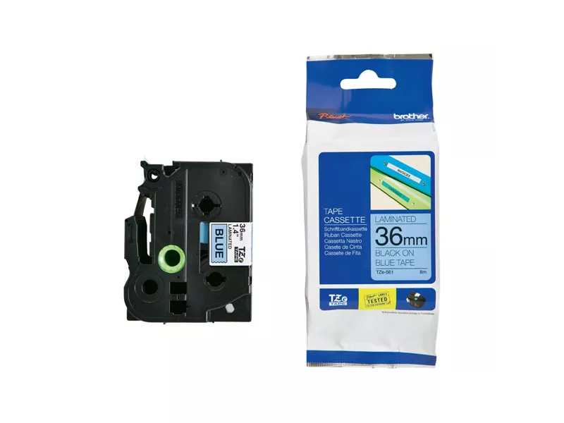 Nastro Originale Brother TZe-561 - 36 mm x 8 m - Laminato (Nero su Blu)