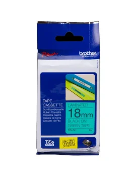 Nastro Originale Brother TZe-741 - 18 mm x 8 m - Laminato (Nero su Verde)