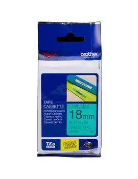 Nastro Originale Brother TZe-741 - 18 mm x 8 m - Laminato (Nero su Verde)