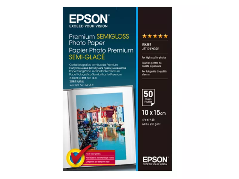 Carta Fotografica Epson S041765 - 10x15 cm - 250 g - Semi Lucida - C13S041765 (Conf. 50) Carta Fotografica Epson S041765 - 10x15 cm - 250 g - Semi Lucida - C13S041765 (Conf. 50)