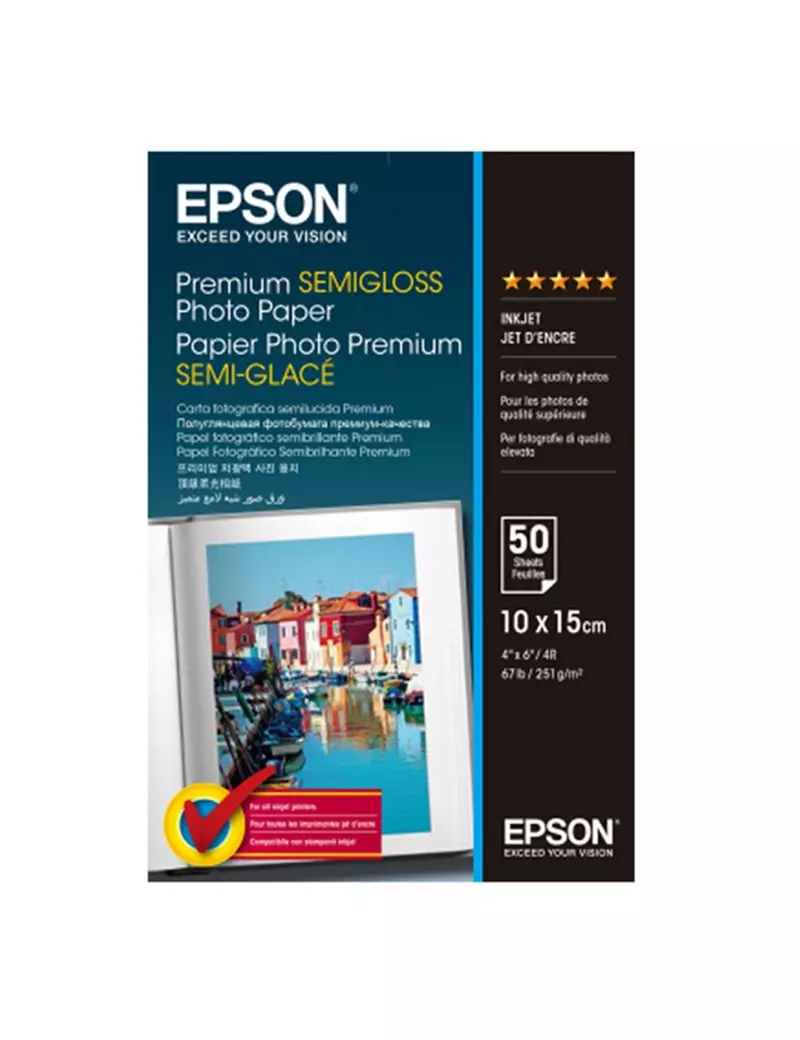 Carta Fotografica Epson S041765 - 10x15 cm - 250 g - Semi Lucida - C13S041765 (Conf. 50) Carta Fotografica Epson S041765 - 10x15 cm - 250 g - Semi Lucida - C13S041765 (Conf. 50)