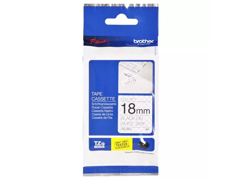 Nastro Originale Brother TZe-SE4 - 18 mm x 8 m - Laminato (Nero su Bianco)