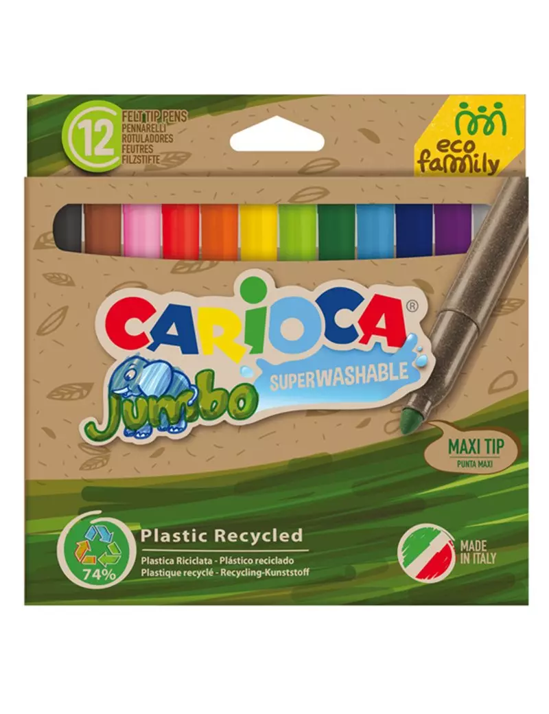Pennarelli Jumbo Eco Family Carioca - Punta Maxi - 43101 (Assortiti Conf. 12) Pennarelli Jumbo Eco Family Carioca - Punta Maxi - 43101 (Assortiti Conf. 12)