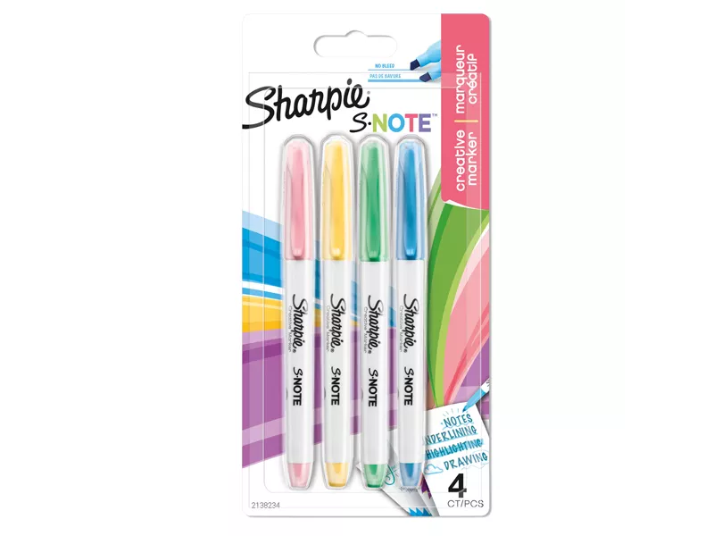 Pennarelli Sharpie S-Note Paper Mate - Punta Scalpello - 2138234 (Assortiti Conf. 4)