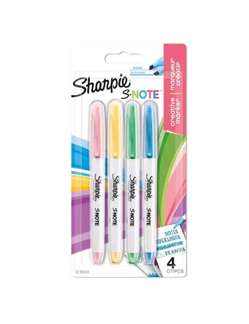 Pennarelli Sharpie S-Note Paper Mate - Punta Scalpello - 2138234 (Assortiti Conf. 4) Pennarelli Sharpie S-Note Paper Mate - Punta Scalpello - 2138234 (Assortiti Conf. 4)