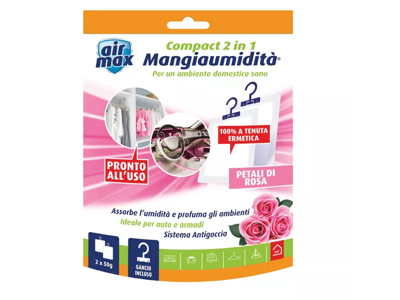 Mangiaumidità Appendibile Compact 2 in 1 Airmax - 6311589 - 50 g (Petali di Rosa)