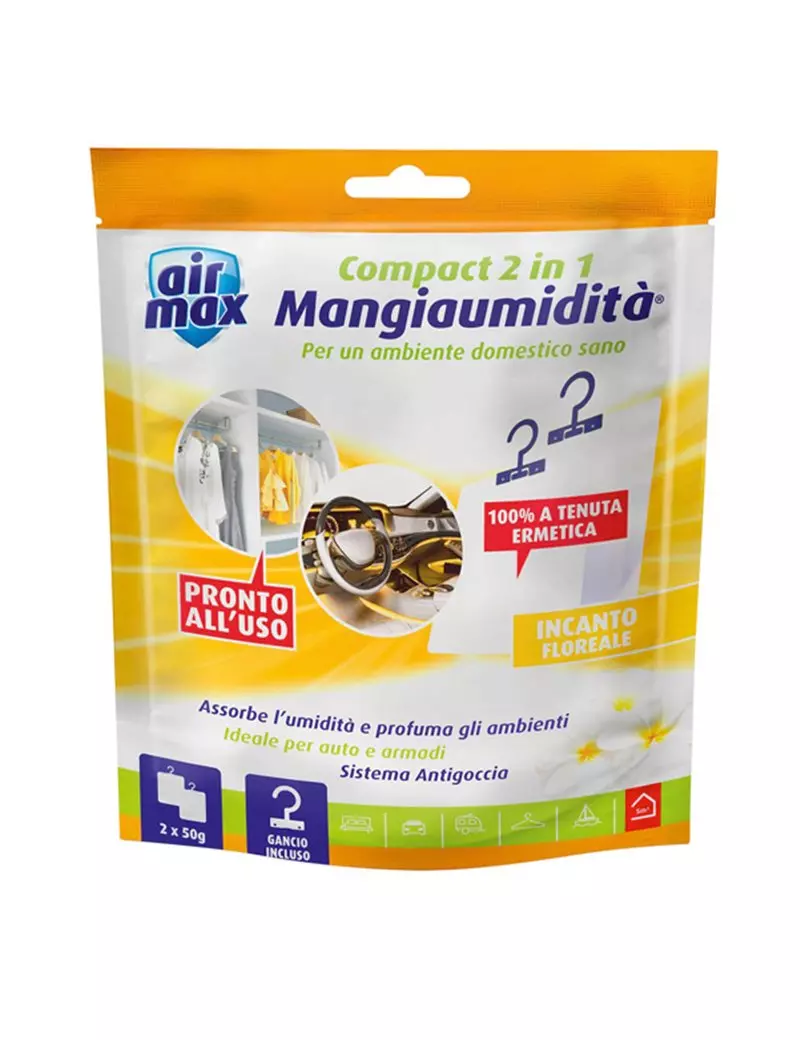 Mangiaumidità Appendibile Compact 2 in 1 Airmax - 6311587 - 50 g (Incanto Floreale) Mangiaumidità Appendibile Compact 2 in 1 Airmax - 6311587 - 50 g (Incanto Floreale)