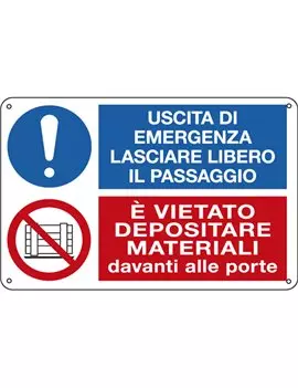 Cartello di Divieto - Doppio Divieto - 30x20 cm - E3541 (Bianco Rosso e Blu)