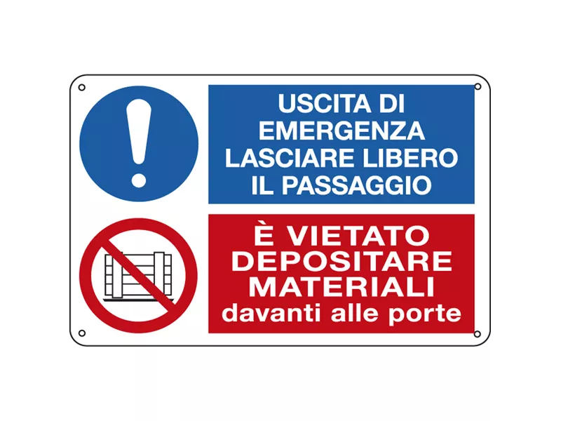 Cartello di Divieto - Doppio Divieto - 30x20 cm - E3541 (Bianco Rosso e Blu)