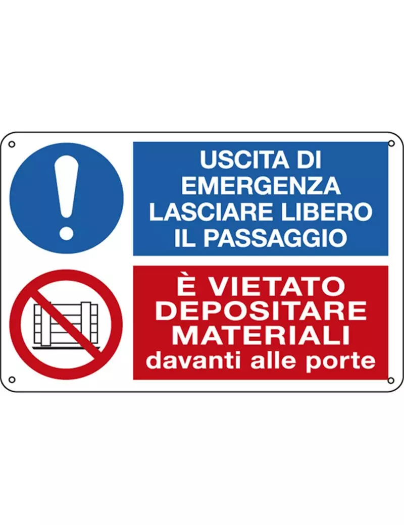 Cartello di Divieto - Doppio Divieto - 30x20 cm - E3541 (Bianco Rosso e Blu)