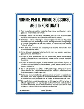 Cartello di Segnalazione - Norme di Primo Soccorso agli Infortunati - 33,3x47 cm - 3612 (Bianco)