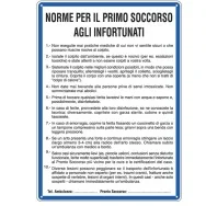 Cartello di Segnalazione - Norme di Primo Soccorso agli Infortunati - 33,3x47 cm - 3612 (Bianco)