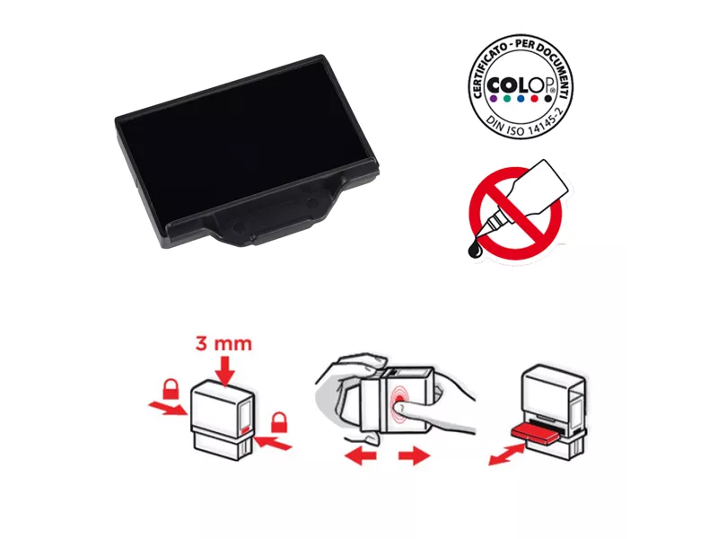 Tamponcino di Ricambio per Timbri Printer Pocket Stamp Plus 30 Colop - E/PSP30 N (Nero Conf. 5)