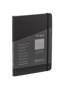 Taccuino con Elastico e Rilegatura Cucita EcoQua Plus Fabriano - A5 - 5 mm - 80 Fogli - 19621108 (Nero)