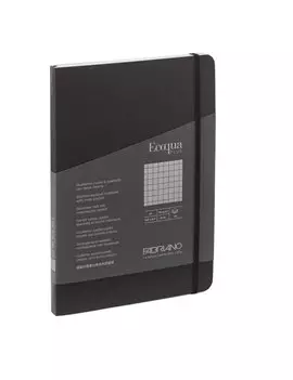 Taccuino con Elastico e Rilegatura Cucita EcoQua Plus Fabriano - A5 - 5 mm - 80 Fogli - 19621108 (Nero)