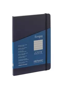 Taccuino con Elastico e Rilegatura Cucita EcoQua Plus Fabriano - A5 - 1 Rigo - 80 Fogli - 19621004 (Blu Scuro)