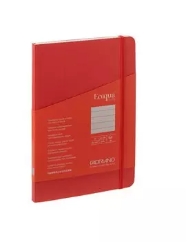 Taccuino con Elastico e Rilegatura Cucita EcoQua Plus Fabriano - A5 - 1 Rigo - 80 Fogli - 19621009 (Lampone)