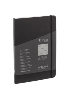Taccuino con Elastico e Rilegatura Cucita EcoQua Plus Fabriano - A5 - 1 Rigo - 80 Fogli - 19621008 (Nero)
