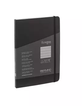 Taccuino con Elastico e Rilegatura Cucita EcoQua Plus Fabriano - A5 - 1 Rigo - 80 Fogli - 19621008 (Nero)