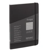 Taccuino con Elastico e Rilegatura Cucita EcoQua Plus Fabriano - A5 - 1 Rigo - 80 Fogli - 19621008 (Nero)