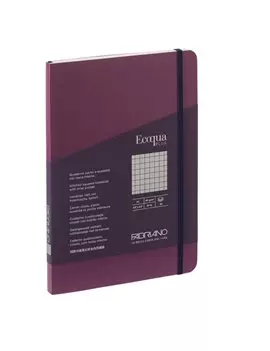 Taccuino con Elastico e Rilegatura Cucita EcoQua Plus Fabriano - A5 - 5 mm - 80 Fogli - 19621012 (Vino)