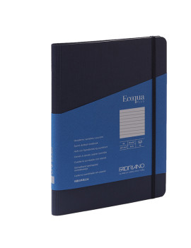 Taccuino con Elastico e Rilegatura Spiralata EcoQua Plus Fabriano - A5 - 1 Rigo - 70 Fogli - 19042104 (Blu Scuro)