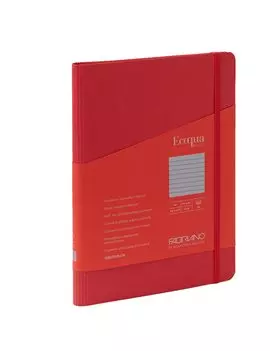 Taccuino con Elastico e Rilegatura Spiralata EcoQua Plus Fabriano - A5 - 1 Rigo - 70 Fogli - 19042109 (Lampone)