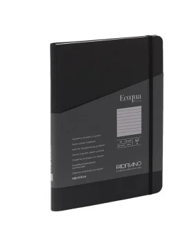 Taccuino con Elastico e Rilegatura Spiralata EcoQua Plus Fabriano - A5 - 1 Rigo - 70 Fogli - 19042108 (Nero)