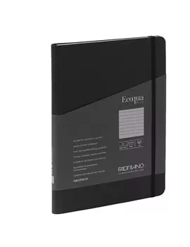 Taccuino con Elastico e Rilegatura Spiralata EcoQua Plus Fabriano - A5 - 1 Rigo - 70 Fogli - 19042108 (Nero)