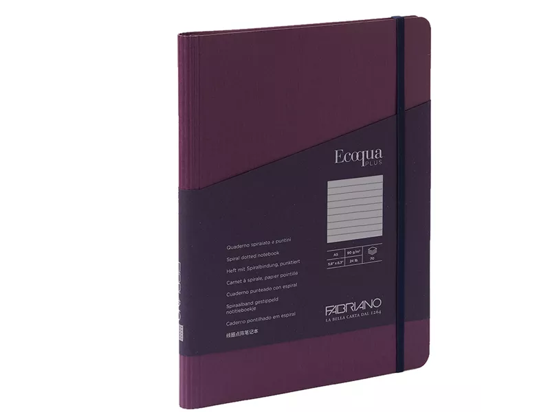 Taccuino con Elastico e Rilegatura Spiralata EcoQua Plus Fabriano - A5 - 1 Rigo - 70 Fogli - 19042112 (Vino) Taccuino con Elastico e Rilegatura Spiralata EcoQua Plus Fabriano - A5 - 1 Rigo - 70 Fogli - 19042112 (Vino)