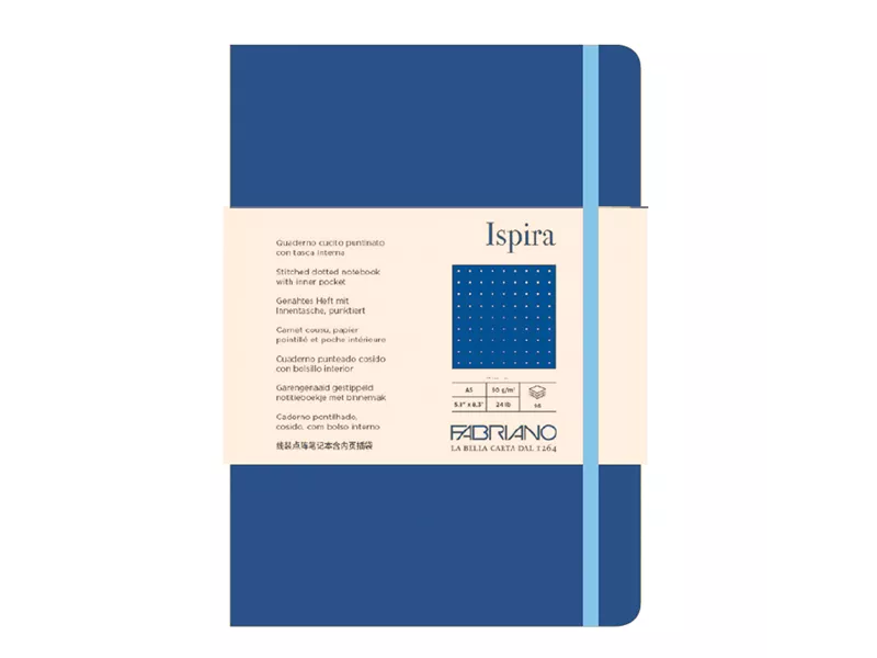 Taccuino con Elastico e Copertina Flessibile Ispira Fabriano - A5 - Puntinato - 96 Fogli - 19614812 (Blu Royal)