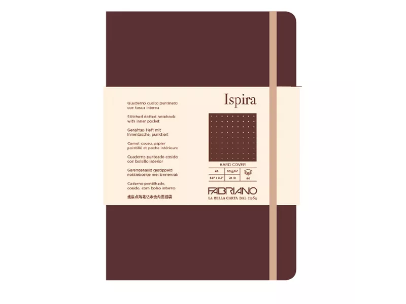 Taccuino con Elastico e Copertina Flessibile Ispira Fabriano - A5 - Puntinato - 96 Fogli - 19614807 (Marrone)