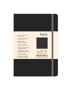 Taccuino con Elastico e Copertina Flessibile Ispira Fabriano - A5 - Puntinato - 96 Fogli - 19614810 (Nero)