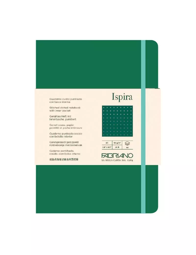 Taccuino con Elastico e Copertina Flessibile Ispira Fabriano - A5 - Puntinato - 96 Fogli - 19614811 (Verde) Taccuino con Elastico e Copertina Flessibile Ispira Fabriano - A5 - Puntinato - 96 Fogli - 19614811 (Verde)