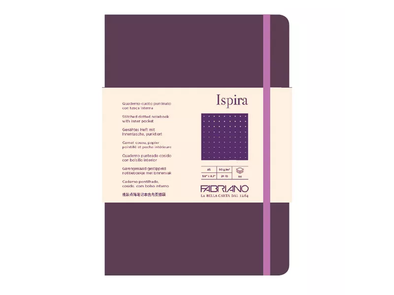 Taccuino con Elastico e Copertina Flessibile Ispira Fabriano - A5 - Puntinato - 96 Fogli - 19614809 (Viola)