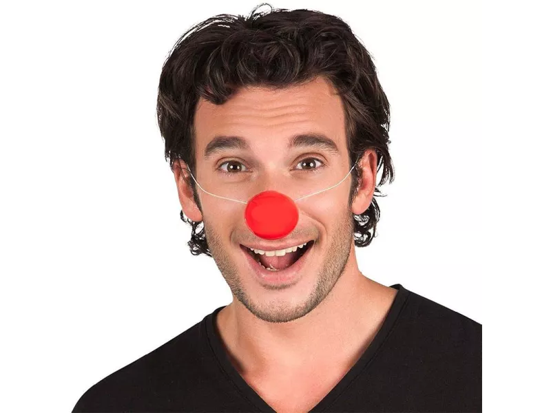 Naso da Clown in Plastica con Elastico (Rosso)