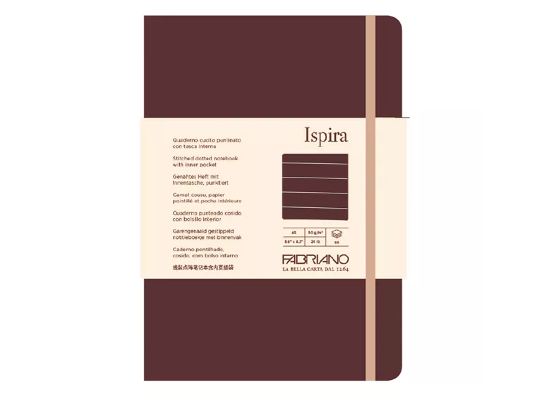 Taccuino con Elastico e Copertina Flessibile Ispira Fabriano - A5 - 1 Rigo - 96 Fogli - 19614801 (Marrone)