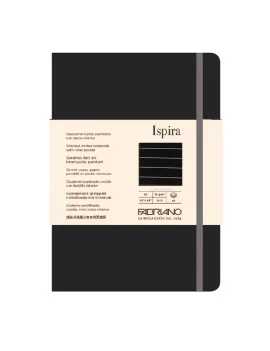 Taccuino con Elastico e Copertina Flessibile Ispira Fabriano - A5 - 1 Rigo - 96 Fogli - 19614804 (Nero)