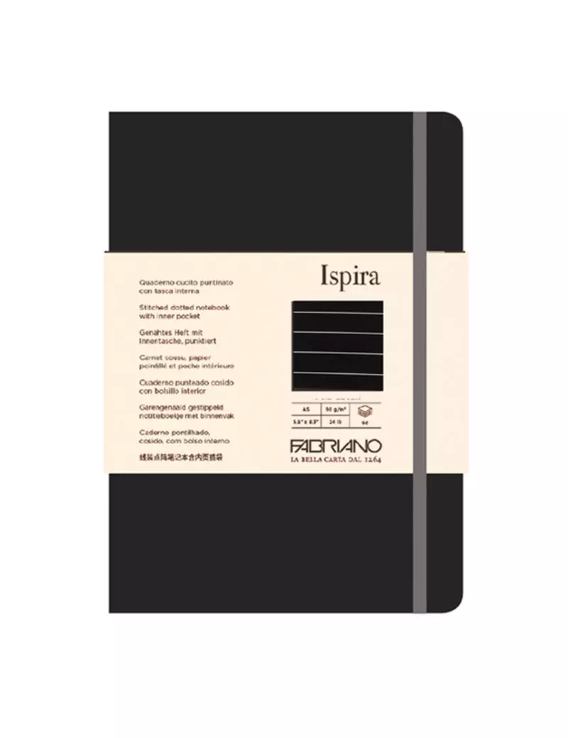 Taccuino con Elastico e Copertina Flessibile Ispira Fabriano - A5 - 1 Rigo - 96 Fogli - 19614804 (Nero) Taccuino con Elastico e Copertina Flessibile Ispira Fabriano - A5 - 1 Rigo - 96 Fogli - 19614804 (Nero)