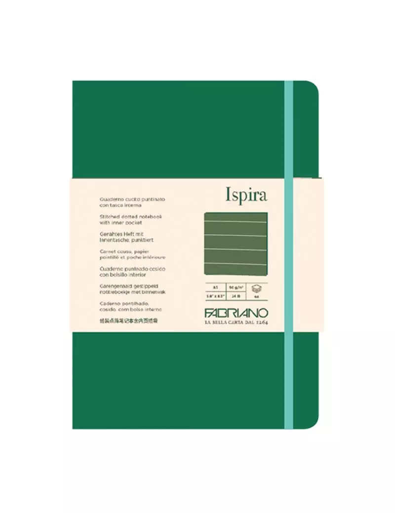 Taccuino con Elastico e Copertina Flessibile Ispira Fabriano - A5 - 1 Rigo - 96 Fogli - 19614805 (Verde) Taccuino con Elastico e Copertina Flessibile Ispira Fabriano - A5 - 1 Rigo - 96 Fogli - 19614805 (Verde)