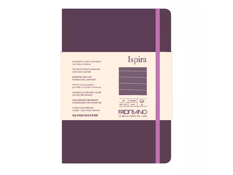 Taccuino con Elastico e Copertina Flessibile Ispira Fabriano - A5 - 1 Rigo - 96 Fogli - 19614803 (Viola)